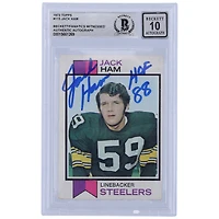 Jack Ham Pittsburgh Steelers Autographié 1973 Topps #115 Beckett Fanatics Witnessed Authenticed 10 Rookie Card avec l'inscription "HOF 88"