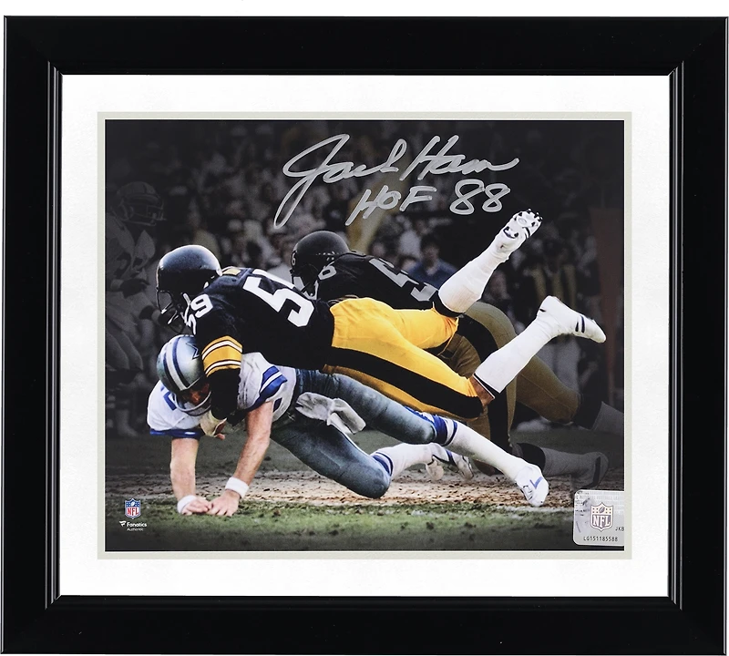 Photo dédicacée de Jack Ham (Pittsburgh Steelers) au format 8" x 10" avec inscription « HOF 88 ».