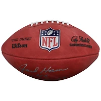 Ballon de football américain Duke en couleur, autographié par Jack Ham des Steelers de Pittsburgh, avec inscription « 4 fois champion du Super Bowl ».
