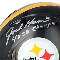 Casque Riddell Speed ​​Authentic rétro 1963-1976, autographié par Jack Ham des Steelers de Pittsburgh, avec inscription « 4 fois champions du Super Bowl ».