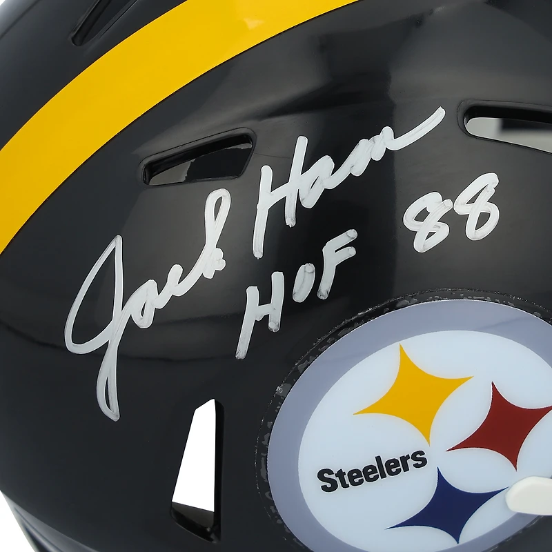 Casque Riddell Speed Mini autographié par Jack Ham des Pittsburgh Steelers avec inscription « HOF 88 »