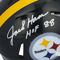 Casque Riddell Speed ​​Mini autographié par Jack Ham des Pittsburgh Steelers avec inscription « HOF 88 »