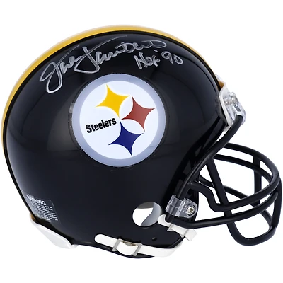 Casque Riddell Speed ​​Mini autographié par Jack Lambert des Pittsburgh Steelers avec inscription « HOF 90 »
