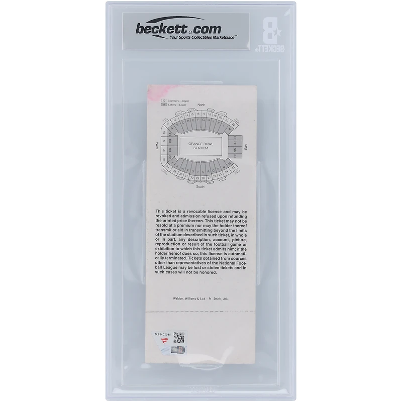 Jack Lambert Pittsburgh Steelers January 21, 1979 Super Bowl XIII Beckett Fanatics Witnessed Authenticated 5/10 Ticket