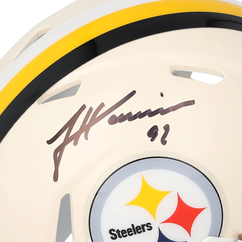 Casque Riddell Retro Speed Mini autographié par James Harrison des Steelers de Pittsburgh