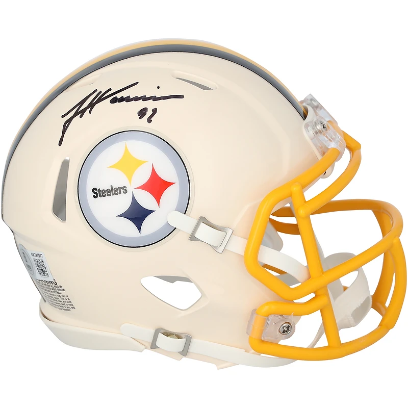 Casque Riddell Retro Speed Mini autographié par James Harrison des Steelers de Pittsburgh