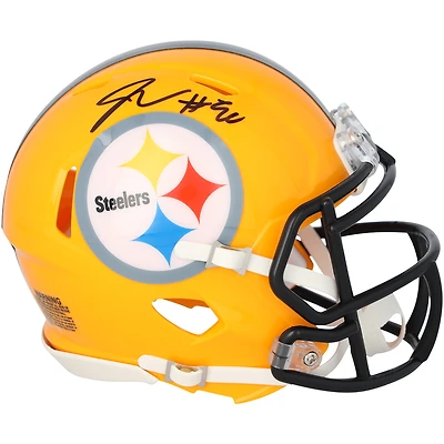 Jaylen Warren Pittsburgh Steelers Autographed Riddell Gold Throwback Speed Mini Helmet