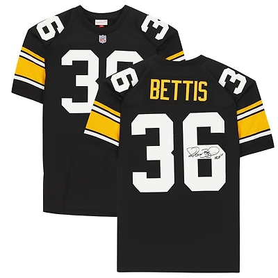 Maillot authentique Mitchell & Ness noir autographié par Jerome Bettis des Pittsburgh Steelers avec inscription « HOF 15 »