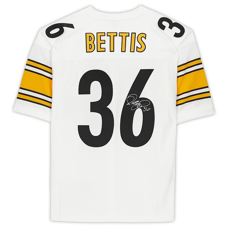 Maillot authentique Mitchell & Ness blanc autographié par Jerome Bettis des Steelers de Pittsburgh