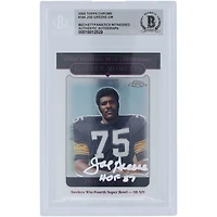 Joe Greene Pittsburgh Steelers Autographié 2005 Topps Chrome Golden Moments Encre Blanche #164 Beckett Fanatics Témoin Carte Authentifiée avec Inscription "HOF 87"