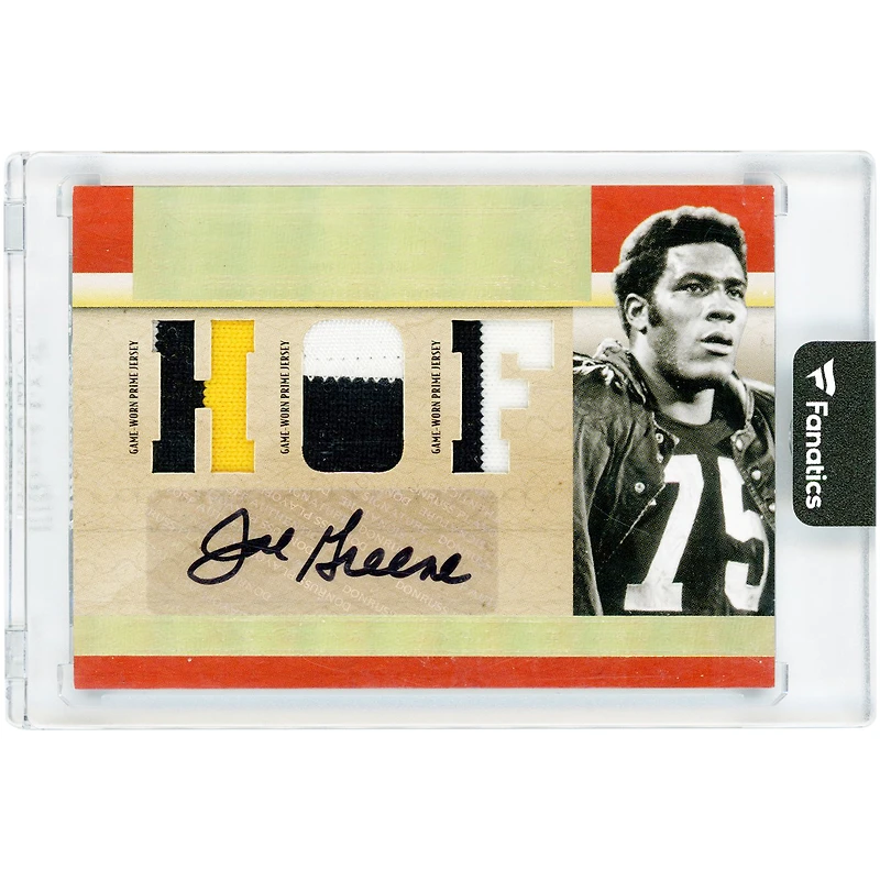 Joe Greene Pittsburgh Steelers Autographed 2007 Donruss Playoff National Treasures Timeline Prime Triple Game-Used Jersey Relics #T-JG #4/5 Card