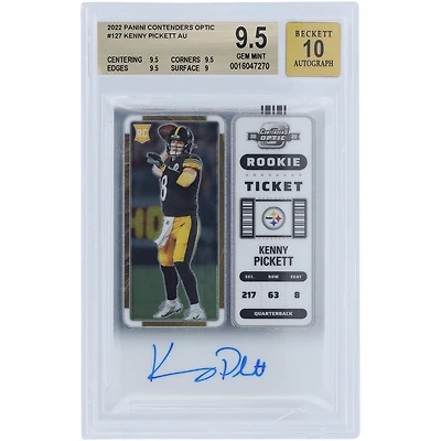 Carte de recrue authentifiée 9,5/10 Panini Contenders Optic #127 BGS autographiée par Kenny Pickett des Pittsburgh Steelers - Sous-grades 9,5, 9,5, 9,5, 9