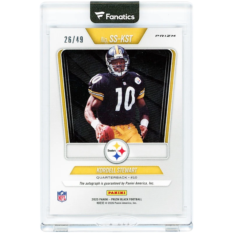 Carte autographiée de Kordell Stewart (Pittsburgh Steelers) - Panini Prizm Black Blue Prizm Sensational Signatures 2025 #SS-KST #26/49