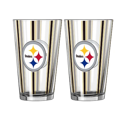 Ensemble de deux verres à bière rayés Pittsburgh Steelers de 473 ml (16 oz) de la marque Logo Brands