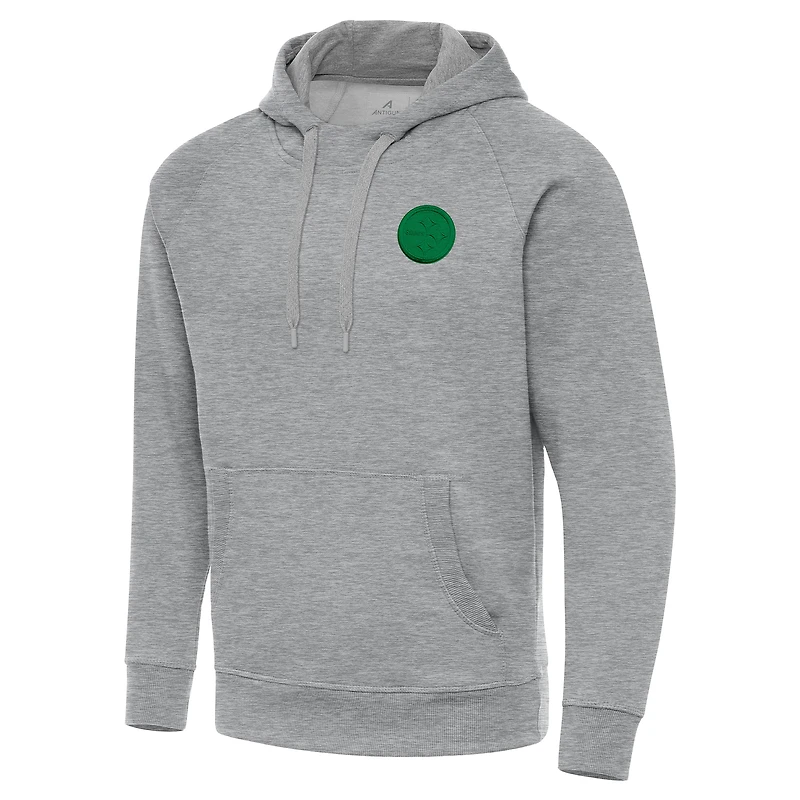 Sweat à capuche Antigua Heather Gray Pittsburgh Steelers pour homme, édition spéciale Saint-Patrick.