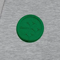 Men's Antigua Heather Gray Pittsburgh Steelers St. Patrick's Day Victory Pullover Hoodie