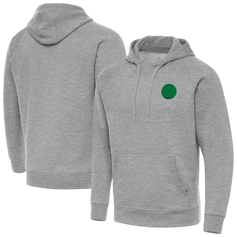 Sweat à capuche Antigua Heather Gray Pittsburgh Steelers pour homme, édition spéciale Saint-Patrick.