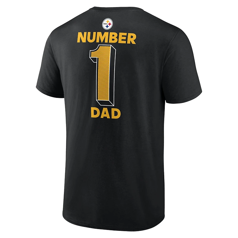 T-shirt Fanatics noir pour homme des Pittsburgh Steelers, grand et grand, numéro un, papa