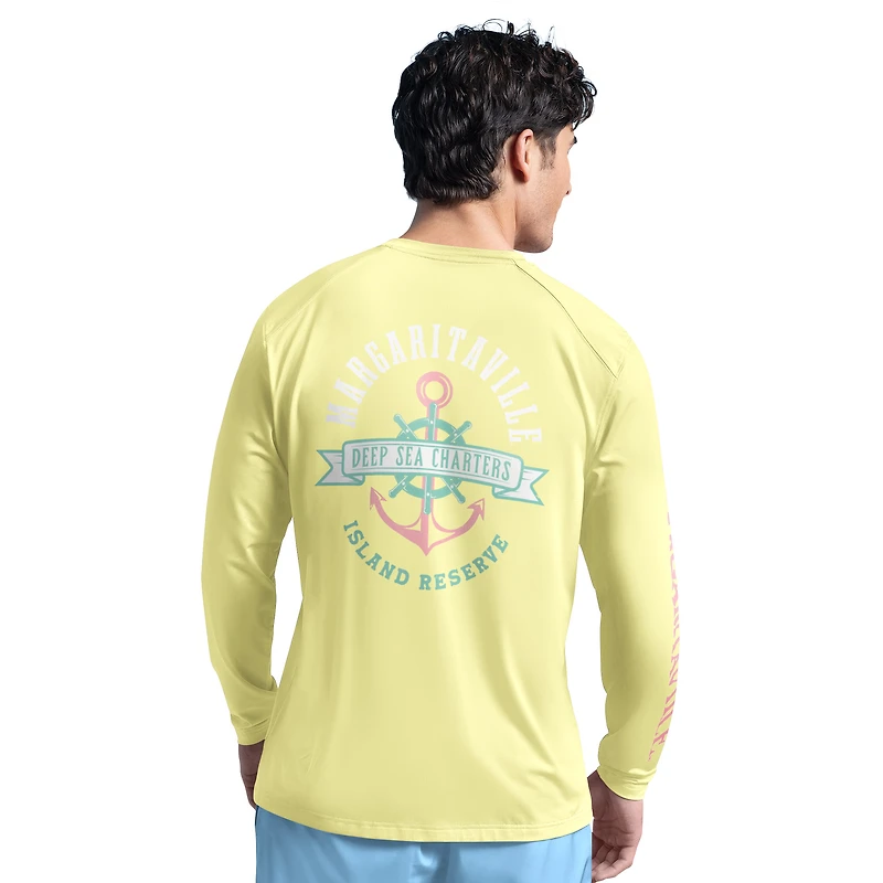 Haut rashguard à manches longues G-III Sports by Carl Banks pour homme, jaune Pittsburgh Steelers Margaritaville Rock Harbor