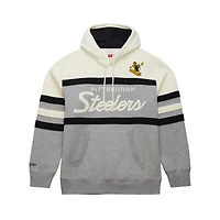Men's Mitchell & Ness  Heather Gray Pittsburgh Steelers Head Coach Vintage Logo Pullover Hoodie