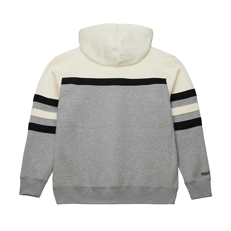 Men's Mitchell & Ness  Heather Gray Pittsburgh Steelers Head Coach Vintage Logo Pullover Hoodie