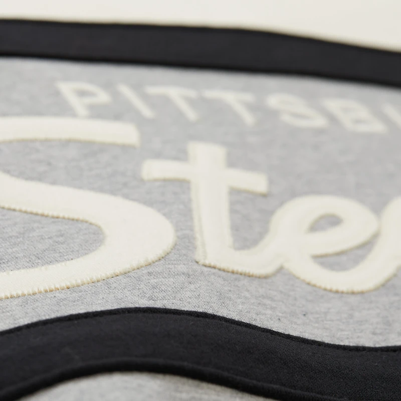Men's Mitchell & Ness  Heather Gray Pittsburgh Steelers Head Coach Vintage Logo Pullover Hoodie