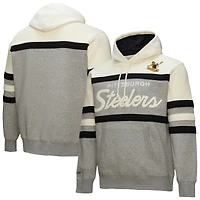 Men's Mitchell & Ness  Heather Gray Pittsburgh Steelers Head Coach Vintage Logo Pullover Hoodie