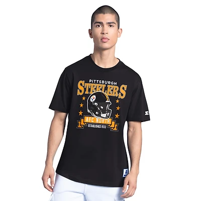 Men's Starter Black Pittsburgh Steelers Sphere T-Shirt