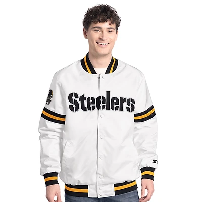 Men's Starter  White Pittsburgh Steelers Scout Full-Snap Varsity Jacket