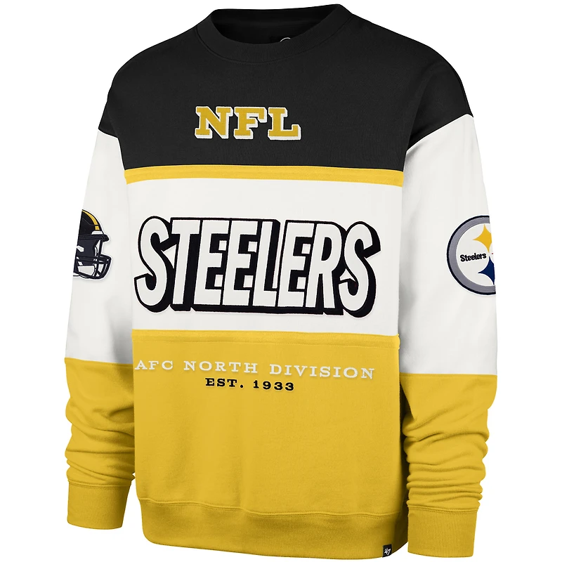 Sweat-shirt Breeze Maximalist noir/or '47 des Pittsburgh Steelers pour homme