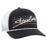 Men's '47 Black/White Pittsburgh Steelers Downburst Relaxed Hitch Trucker Adjustable Hat