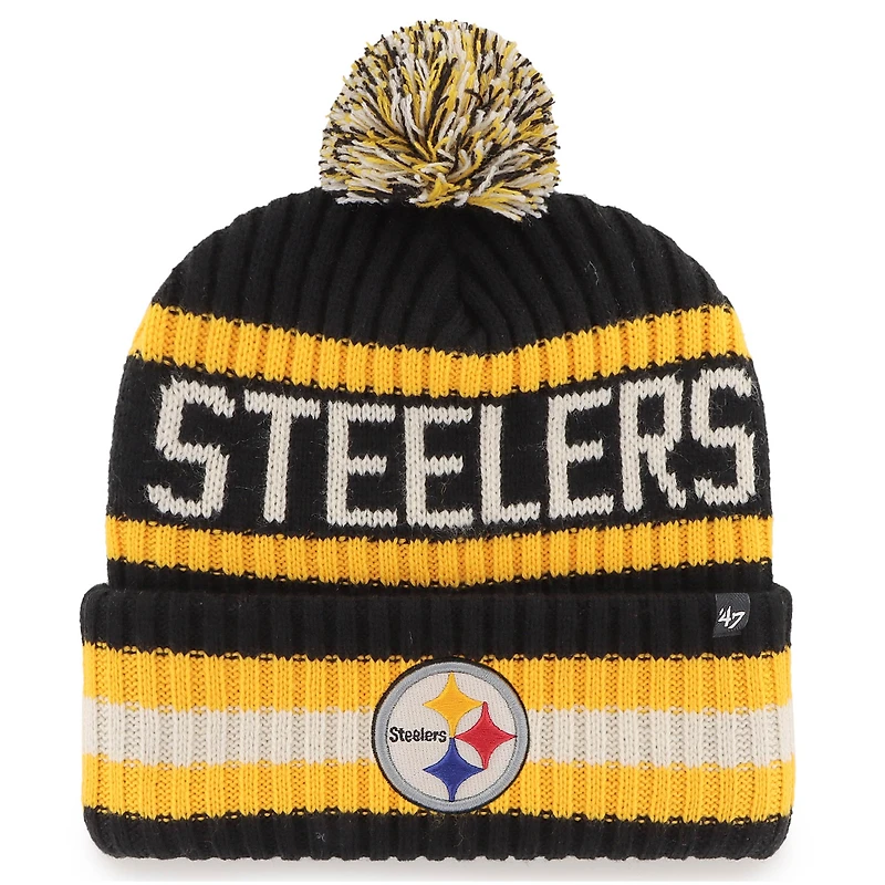 Bonnet en tricot à revers Bering des Pittsburgh Steelers '47 pour homme avec pompon