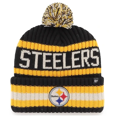 Men's '47 Black Pittsburgh Steelers Bering Cuffed Knit Hat with Pom