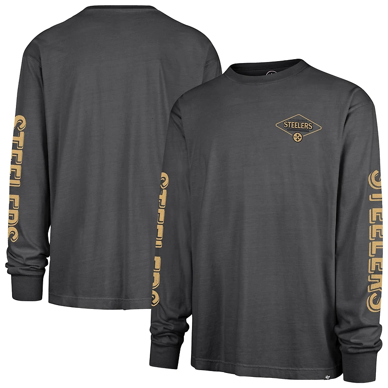 Men's '47 Black Pittsburgh Steelers Cairn Ravine Foundation Long Sleeve T-Shirt