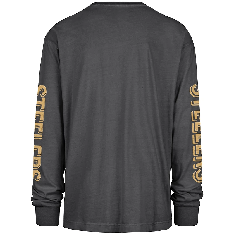 Men's '47 Black Pittsburgh Steelers Cairn Ravine Foundation Long Sleeve T-Shirt