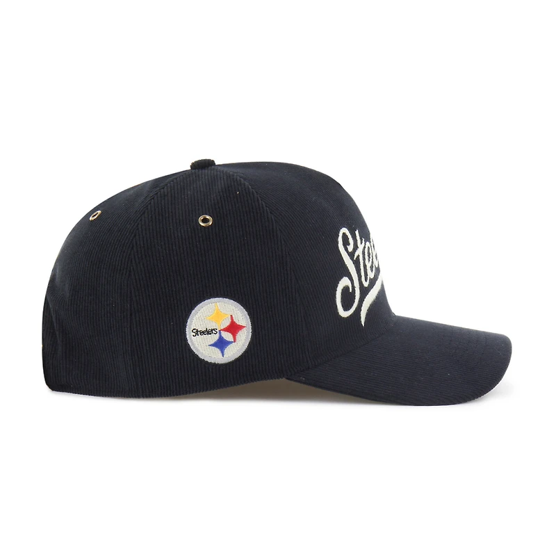 Men's '47  Black Pittsburgh Steelers Golden Age Corduroy Hitch Adjustable Hat