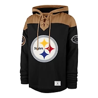 Men's '47  Black Pittsburgh Steelers Golden Age Wingback Lacer Hoodie