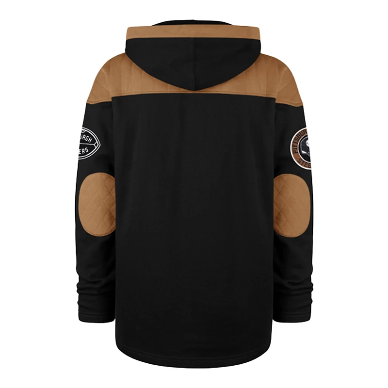 Men's '47 Black Pittsburgh Steelers Golden Age Wingback Lacer Hoodie