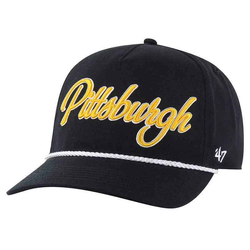 Casquette ajustable Overhand Hitch noire '47 pour homme des Pittsburgh Steelers