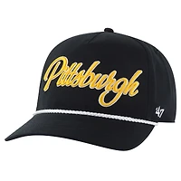 Casquette ajustable Overhand Hitch noire '47 pour homme des Pittsburgh Steelers