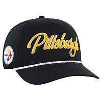 Casquette ajustable Overhand Hitch noire '47 pour homme des Pittsburgh Steelers