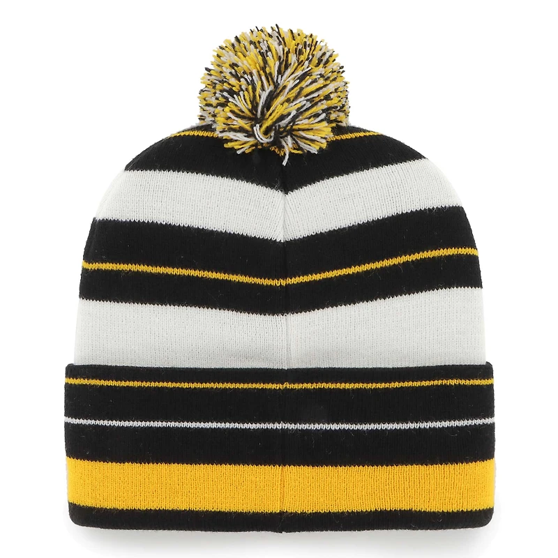 Men's '47 Black Pittsburgh Steelers Powerline Cuffed Knit Hat with Pom