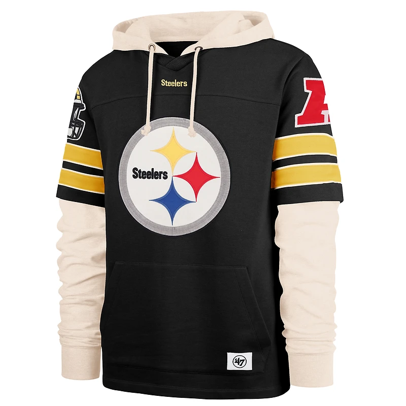 Sweat à capuche noir '47 pour homme des Pittsburgh Steelers Split Zone Cornerback Duo