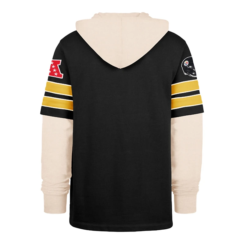 Men's '47  Black Pittsburgh Steelers Split Zone Cornerback Duo Lacer Hoodie