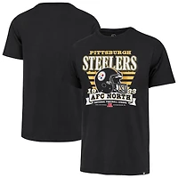 Men's '47 Black Pittsburgh Steelers Stripe Splash Franklin Throwback T-Shirt