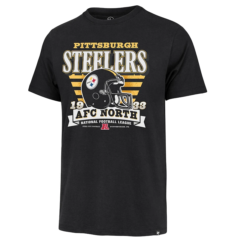Men's '47 Black Pittsburgh Steelers Stripe Splash Franklin Throwback T-Shirt