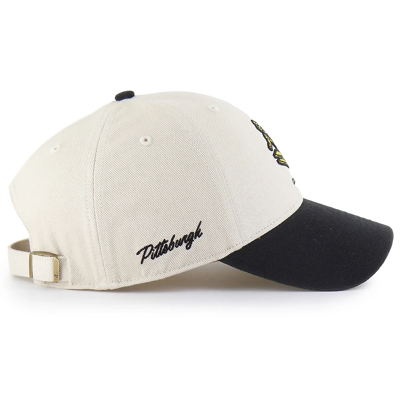 Men's '47 Cream/Black Pittsburgh Steelers Fairfield MVP Throwback Adjustable Hat