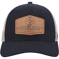 Casquette ajustable en cuir brut des Steelers de Pittsburgh '47 pour homme, bleu marine foncé/naturel