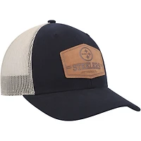 Casquette ajustable en cuir brut des Steelers de Pittsburgh '47 pour homme, bleu marine foncé/naturel