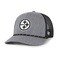 Casquette ajustable en corde de carbone des Steelers de Pittsburgh '47 pour homme, couleur anthracite chiné